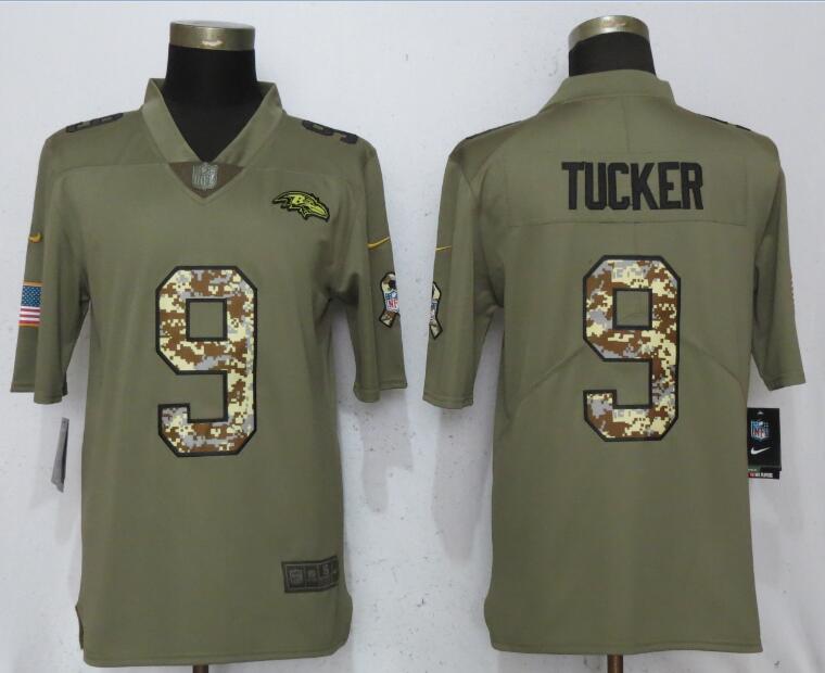 Men Baltimore Ravens #9 Tucker Olive Camo Carson 2017 Salute to Service Limited Nike NFL Jerseys